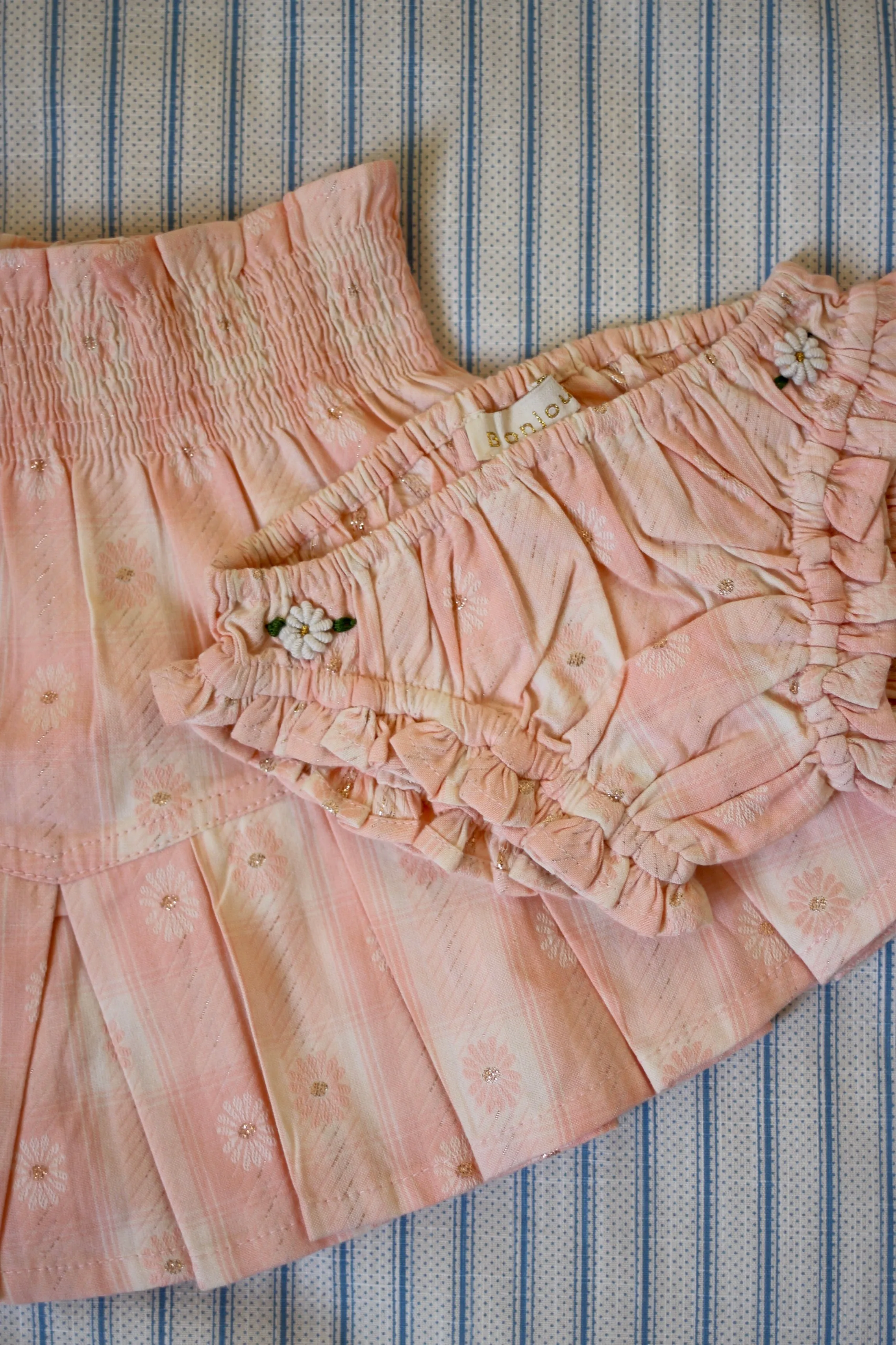(-50%) Set pleated skirt&Panty pink jacquard