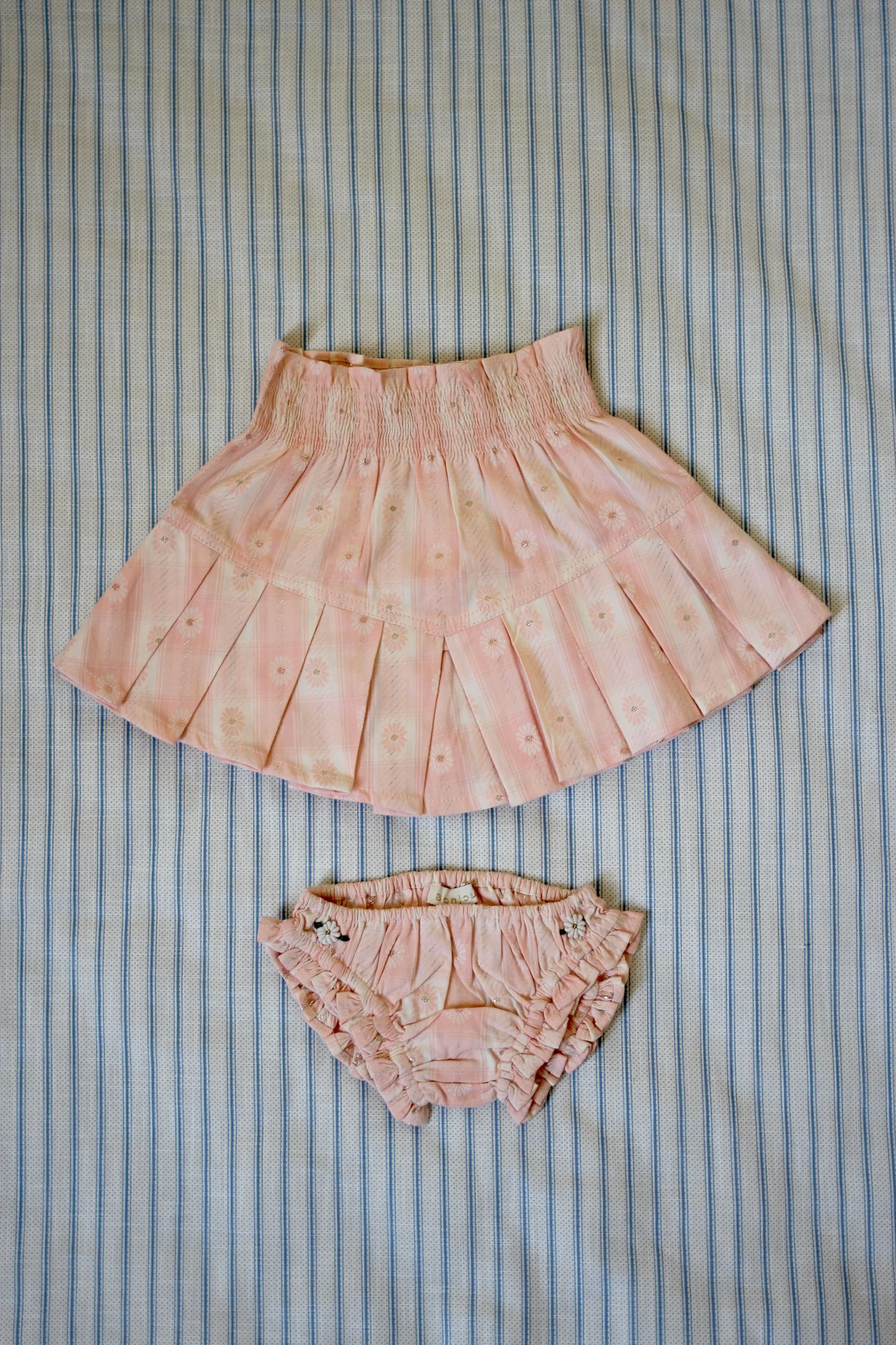 (-50%) Set pleated skirt&Panty pink jacquard