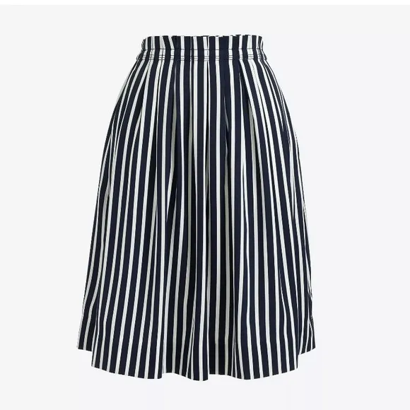 0 J. Crew Merchandile Navy Striped Pleated Skirt
