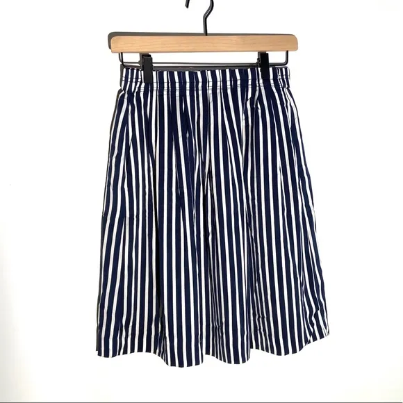 0 J. Crew Merchandile Navy Striped Pleated Skirt