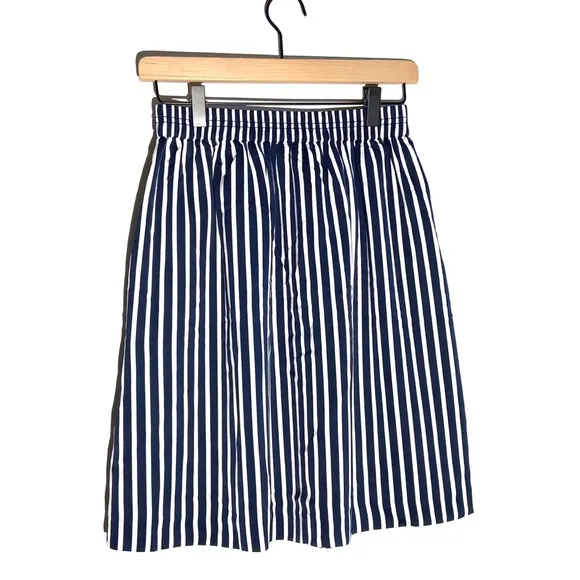 0 J. Crew Merchandile Navy Striped Pleated Skirt