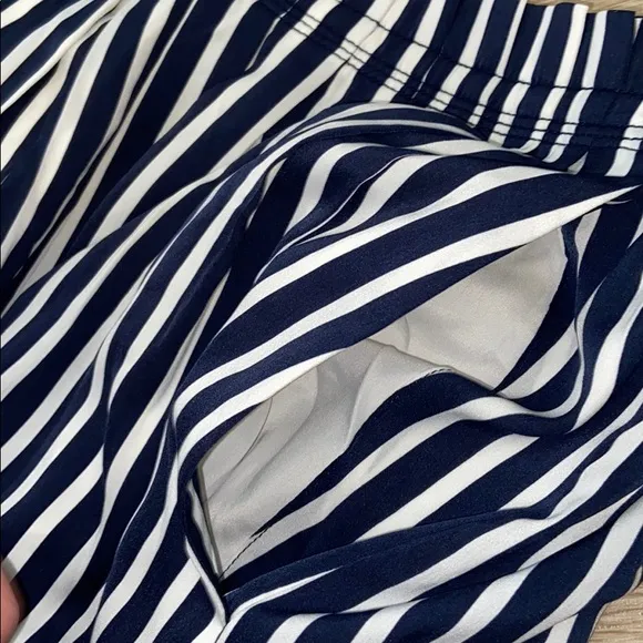 0 J. Crew Merchandile Navy Striped Pleated Skirt