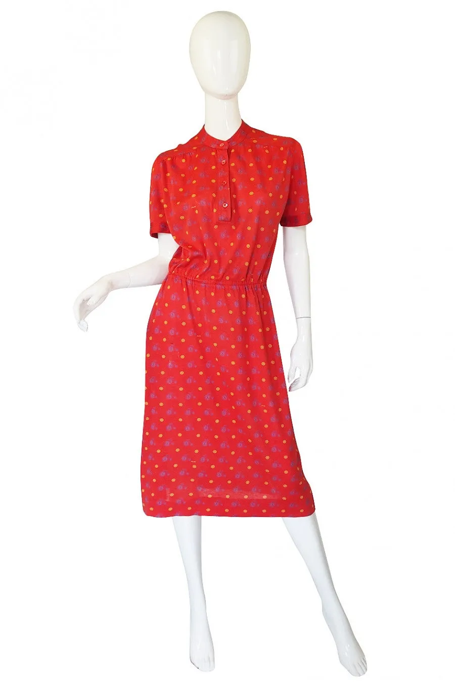 1970s Celine Bicycle Print Shirt Dress