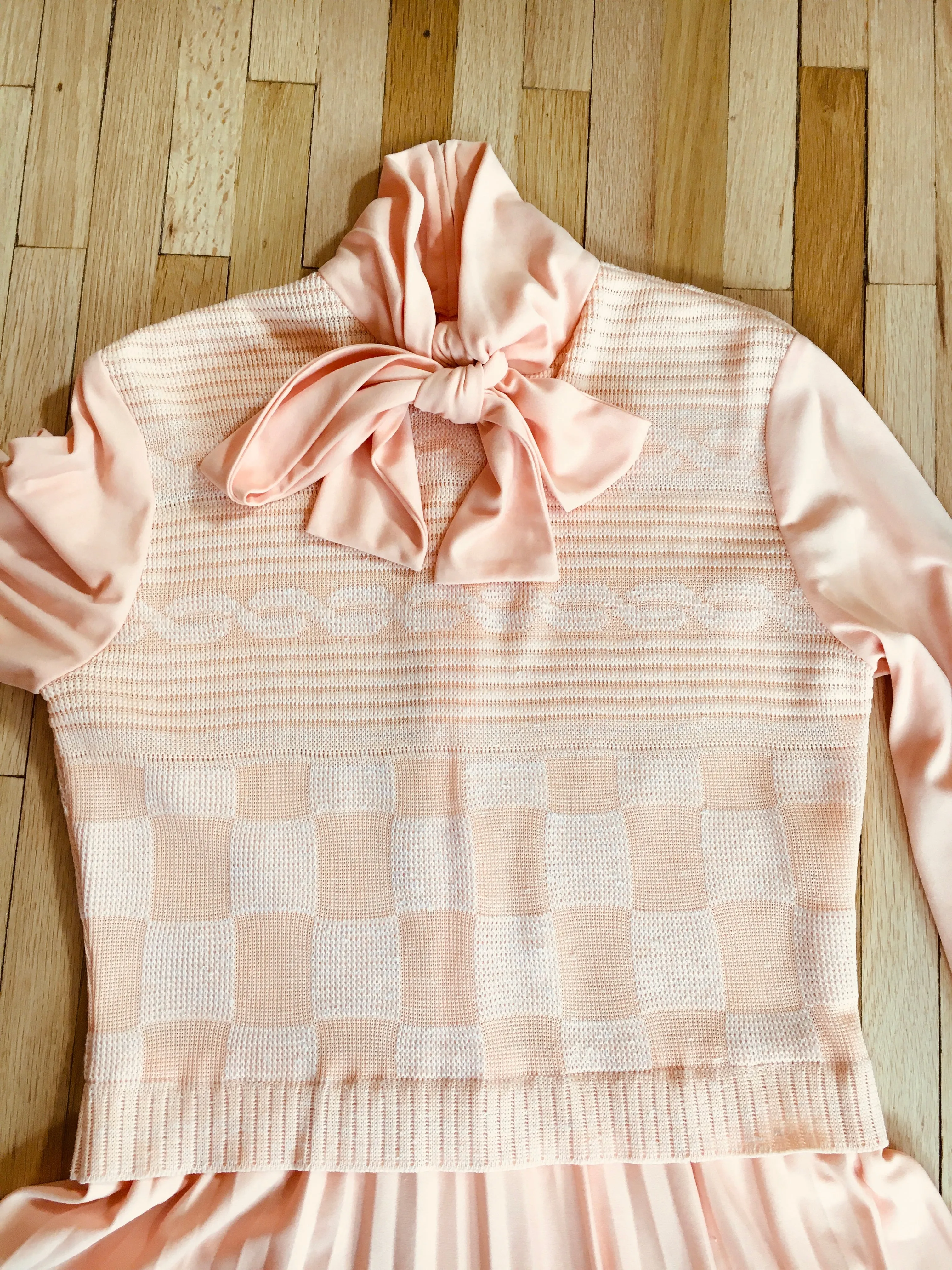 1970’s Salmon Colored Sweater Combo Dress