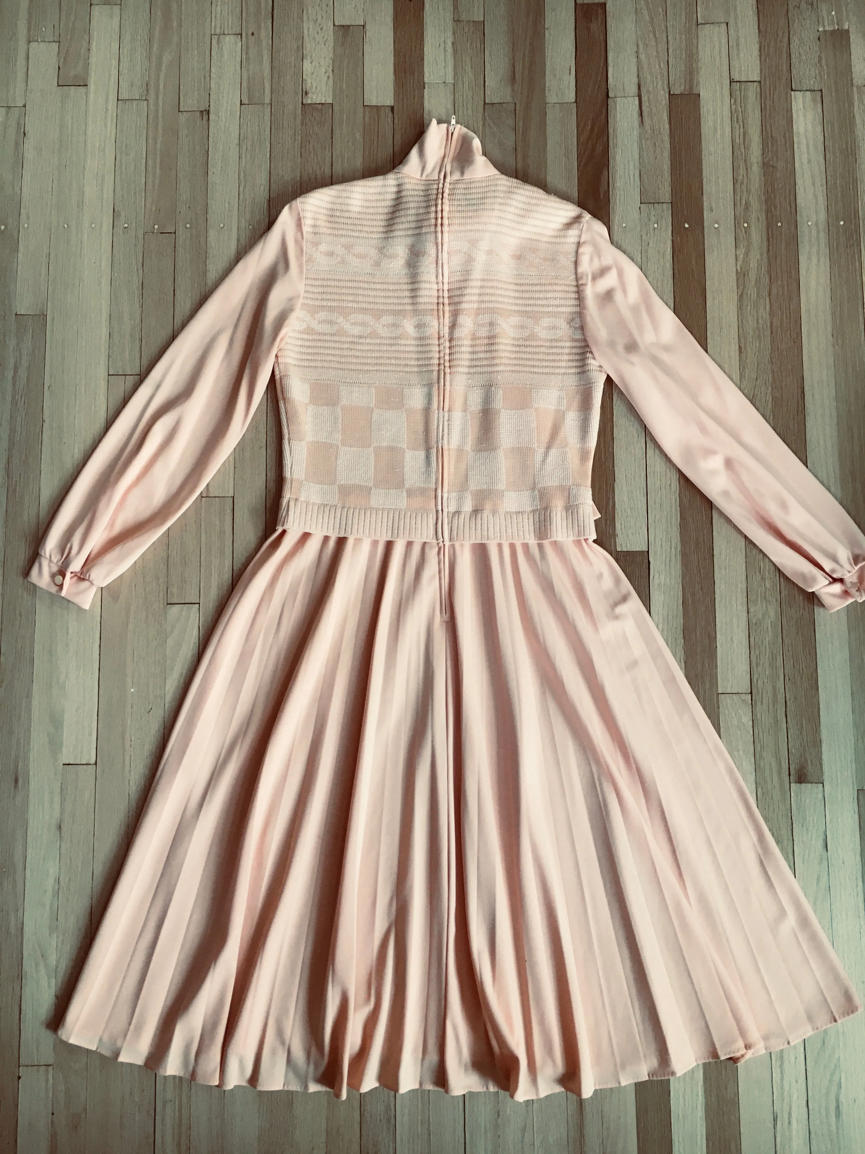 1970’s Salmon Colored Sweater Combo Dress