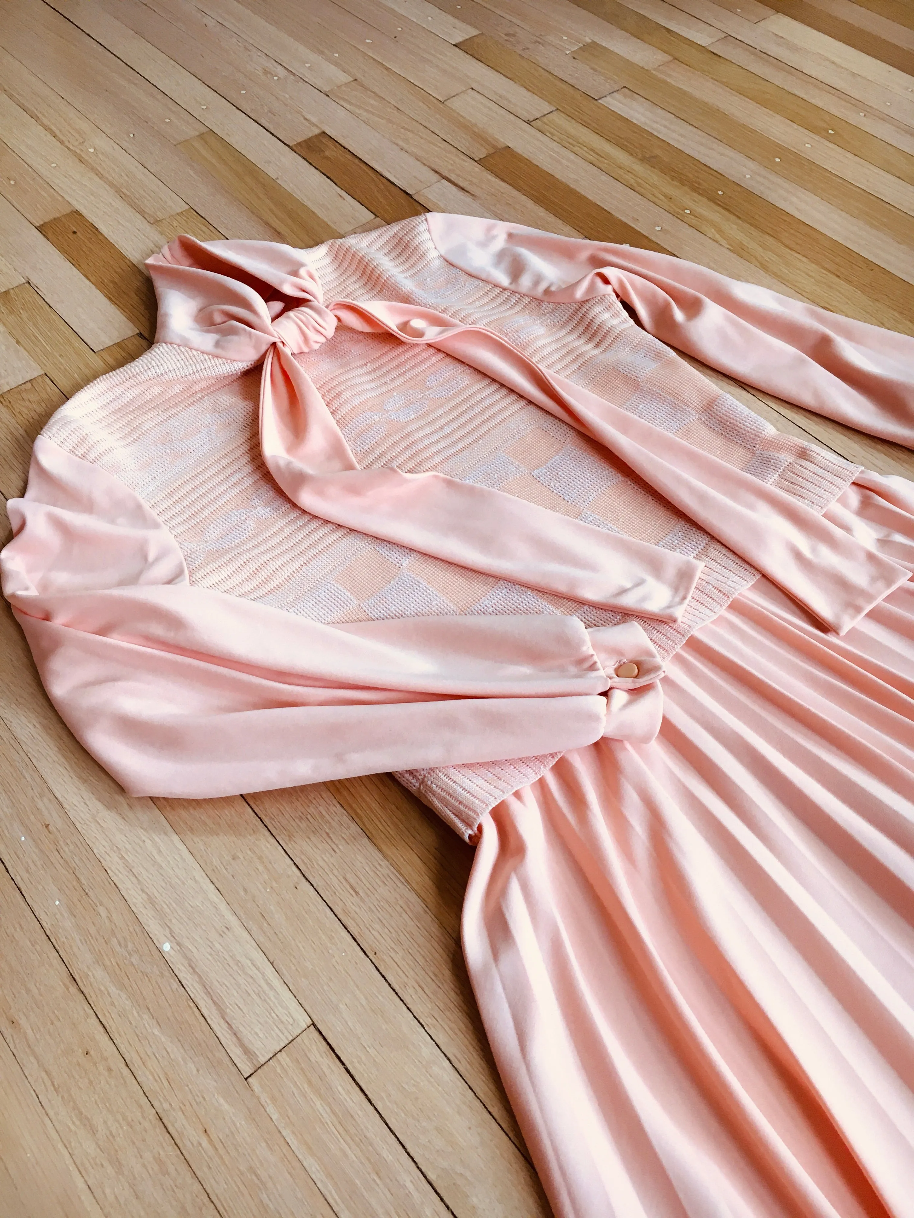 1970’s Salmon Colored Sweater Combo Dress
