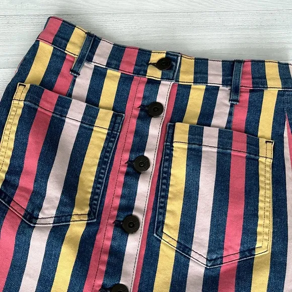 3 X 1 Rose Striped Mini Denim Skirt Size 24/XS