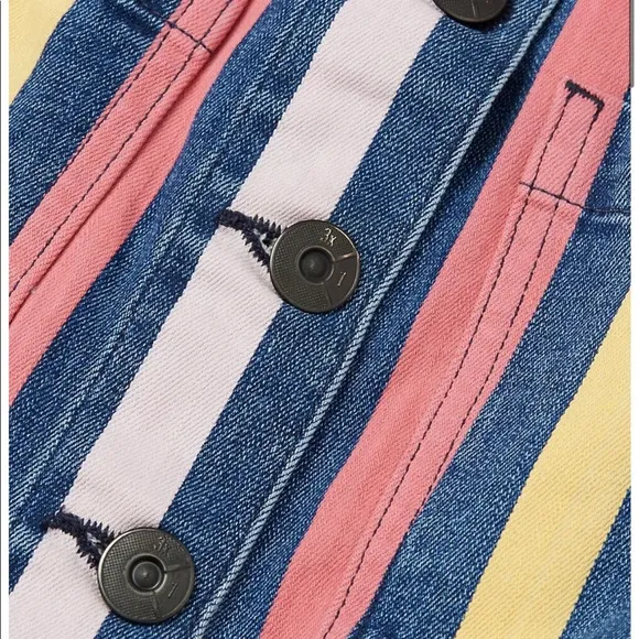 3 X 1 Rose Striped Mini Denim Skirt Size 24/XS