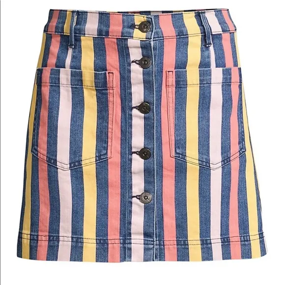3 X 1 Rose Striped Mini Denim Skirt Size 24/XS