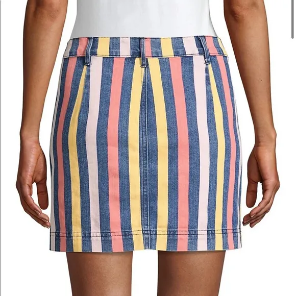 3 X 1 Rose Striped Mini Denim Skirt Size 24/XS