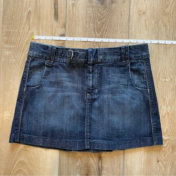 7 For All Man Kind Denim Skirt With Pleated Back
