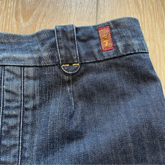 7 For All Man Kind Denim Skirt With Pleated Back