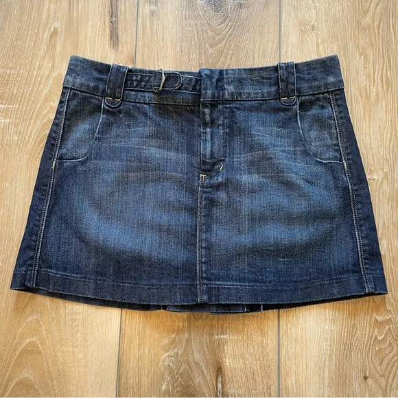 7 For All Man Kind Denim Skirt With Pleated Back