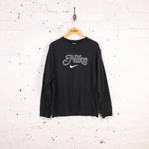 90's Nike Spell Out Sweatshirt - Black - L