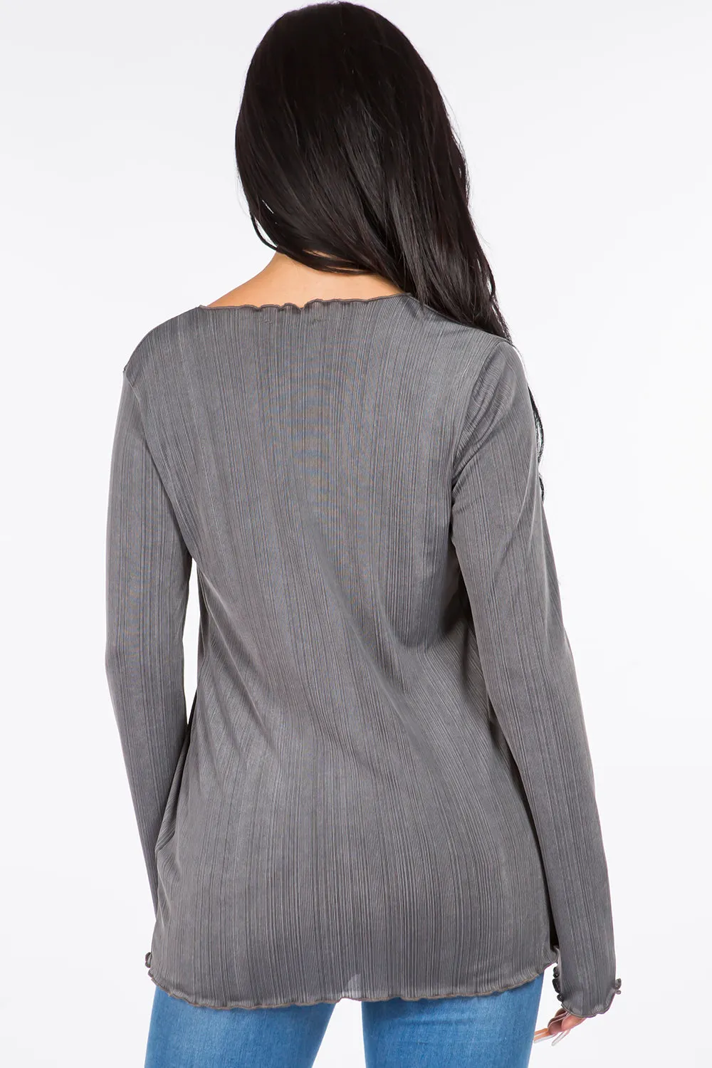 Alexa Tie-Front Lettuce Edge Top