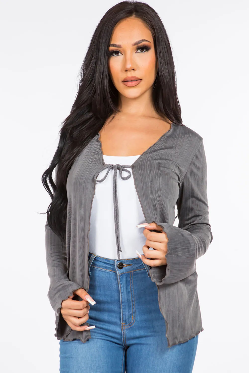 Alexa Tie-Front Lettuce Edge Top