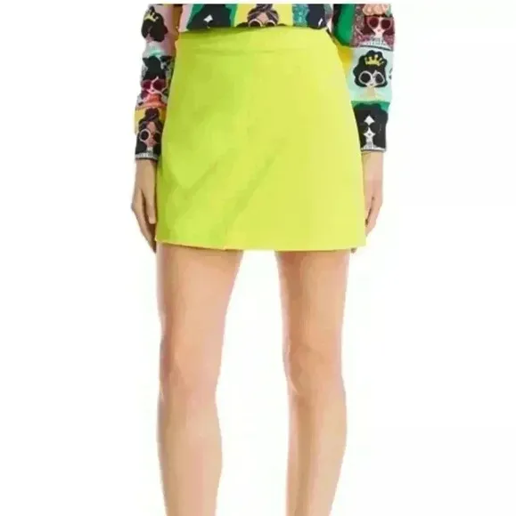 Alice   Olivia Shaylee Wrap Neon Yellow Mini Skirt -Bnwot size 4