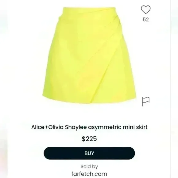 Alice   Olivia Shaylee Wrap Neon Yellow Mini Skirt -Bnwot size 4