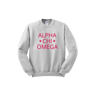 Alpha Chi Omega Crewneck Sweatshirt - Hearts