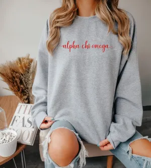 Alpha Chi Omega Crewneck Sweatshirt - Script