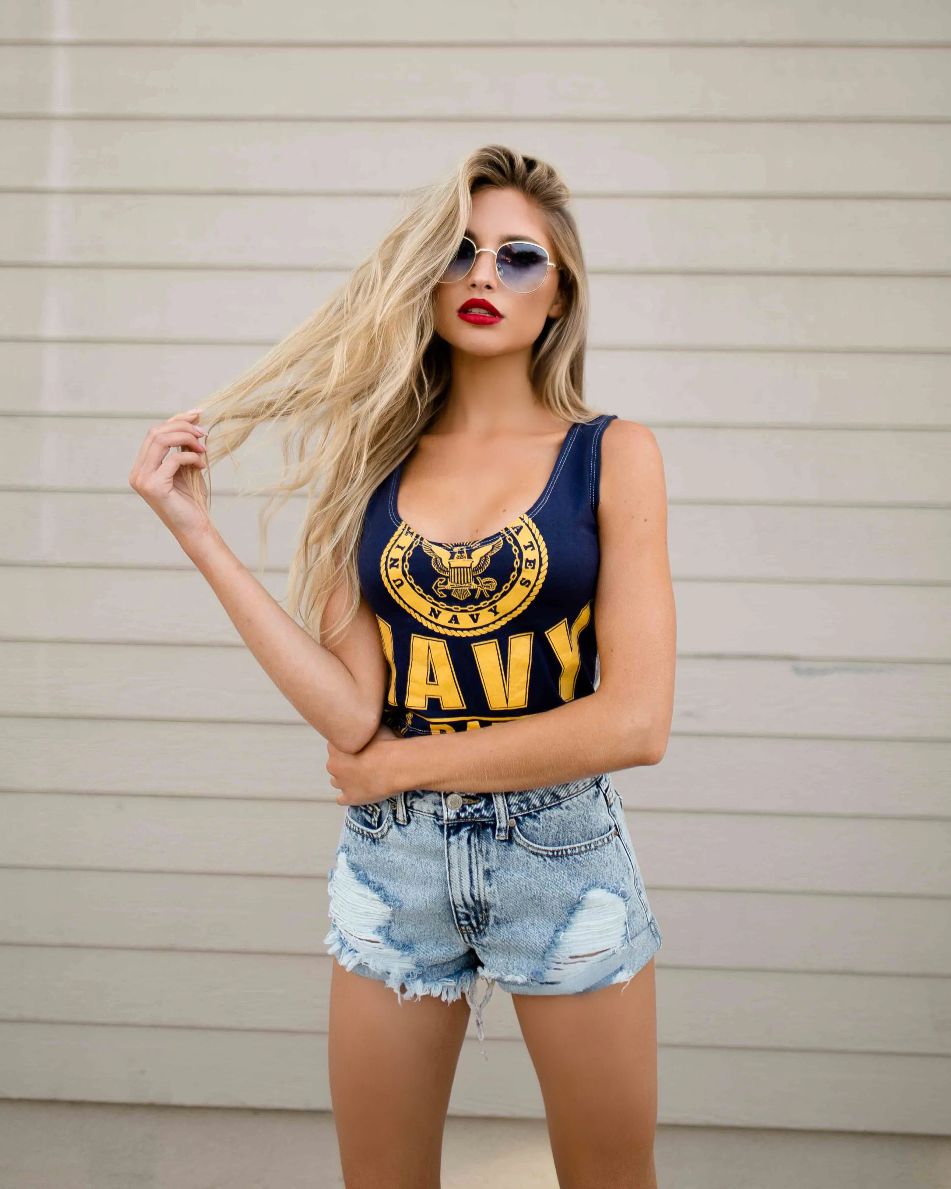 Anchors Away Navy Crop Top