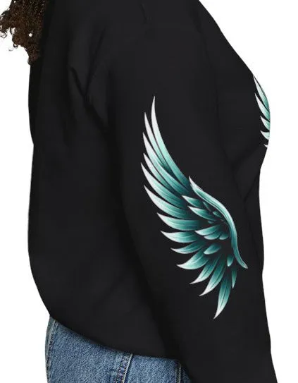 Angel Wing with Wings on the Sleeves Memorial Crewneck Sweatshirt