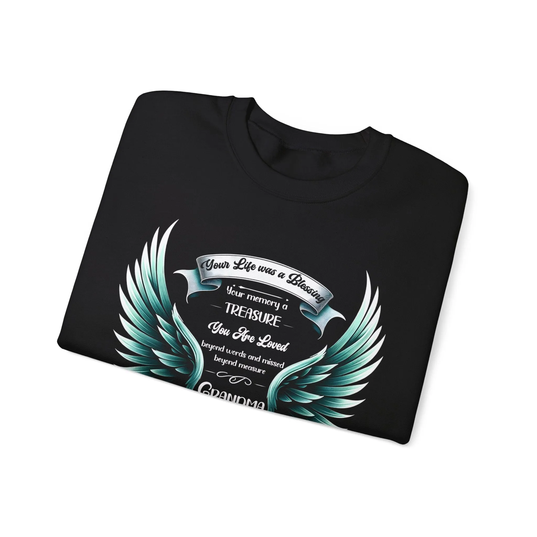 Angel Wing with Wings on the Sleeves Memorial Crewneck Sweatshirt