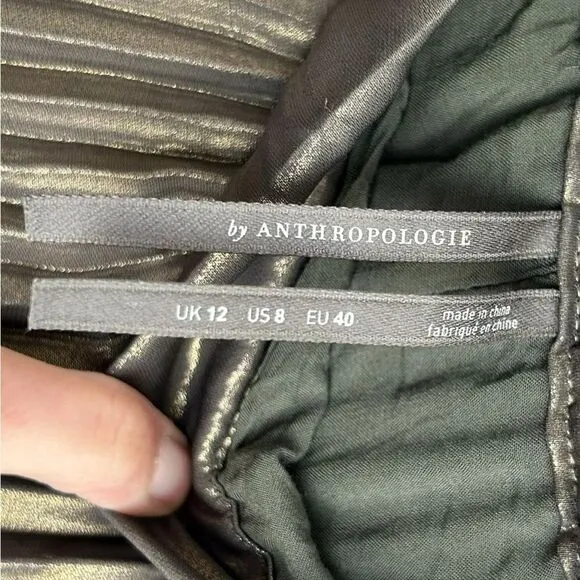 Anthropologie 2 Piece Pleated Metallic Skirt Set size US 8