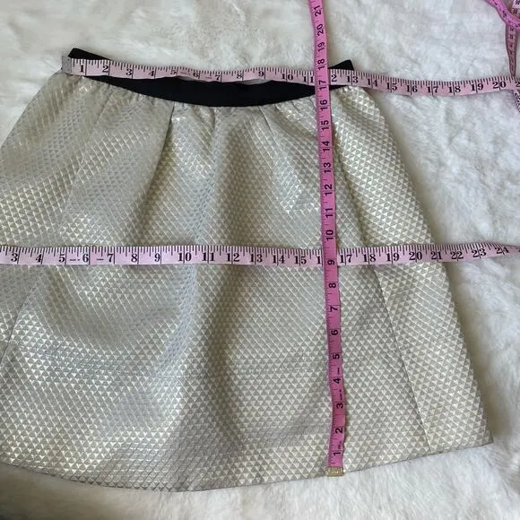 Anthropologie Ganni Metallic Gold And Silver Mini Skater Skirt Size Small