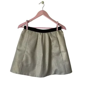 Anthropologie Ganni Metallic Gold And Silver Mini Skater Skirt Size Small