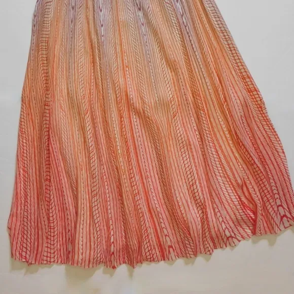 Anthropologie GEISHA DESIGNS Dawn Ombre Sunset Pleated Maxi Skirt Colorful 14