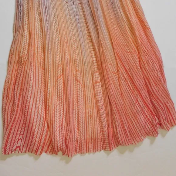 Anthropologie GEISHA DESIGNS Dawn Ombre Sunset Pleated Maxi Skirt Colorful 14