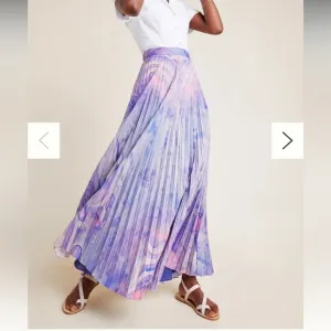 Anthropologie Marble-Dyed Pleated Maxi Skirt