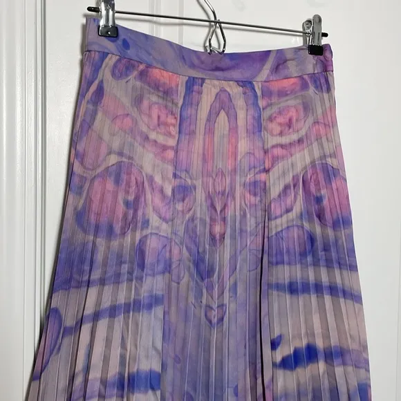 Anthropologie Marble-Dyed Pleated Maxi Skirt