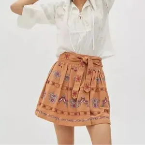 Anthropologie Meghan Embroidered Mini Skirt Women’s 4