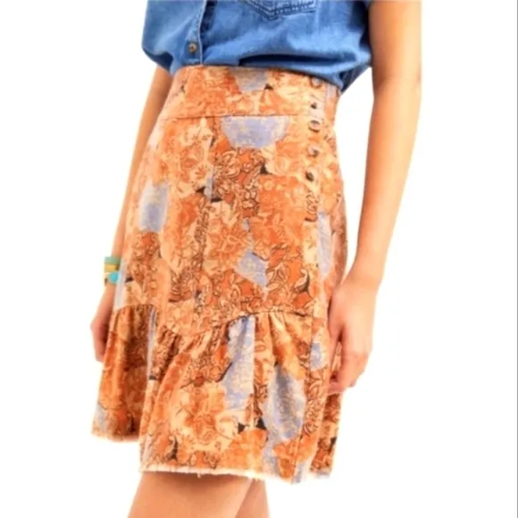 Anthropologie Pilcro Flounced Mini Skirt Sz Xs