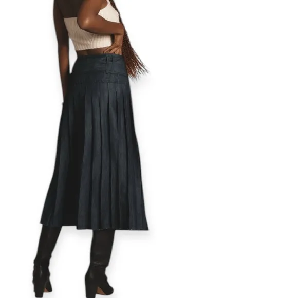 Anthropologie | Pilcro • Low-Slung Pleated Midi Skirt