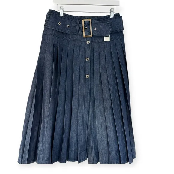 Anthropologie | Pilcro • Low-Slung Pleated Midi Skirt