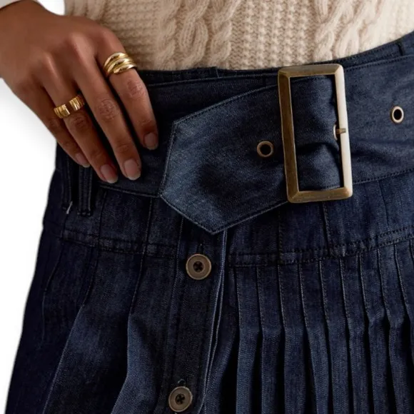 Anthropologie | Pilcro • Low-Slung Pleated Midi Skirt