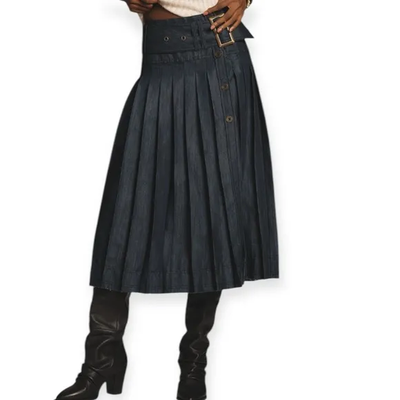 Anthropologie | Pilcro • Low-Slung Pleated Midi Skirt