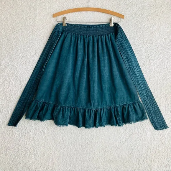 Anthropologie Pilcro Women’s teal Amora Ruffled Mini Skirt, Sz M