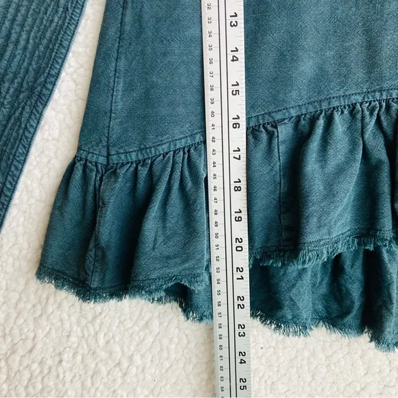 Anthropologie Pilcro Women’s teal Amora Ruffled Mini Skirt, Sz M