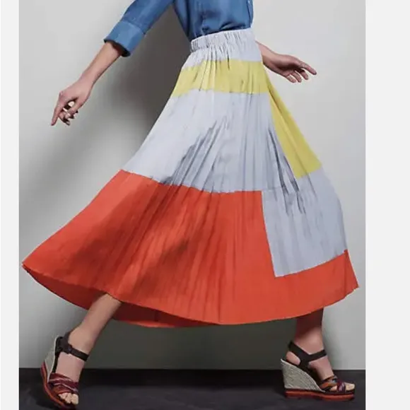 Anthropologie Tabitha Field Of Vision Colorblock Maxi Skirt sz 10
