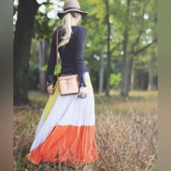 Anthropologie Tabitha Field Of Vision Colorblock Maxi Skirt sz 10