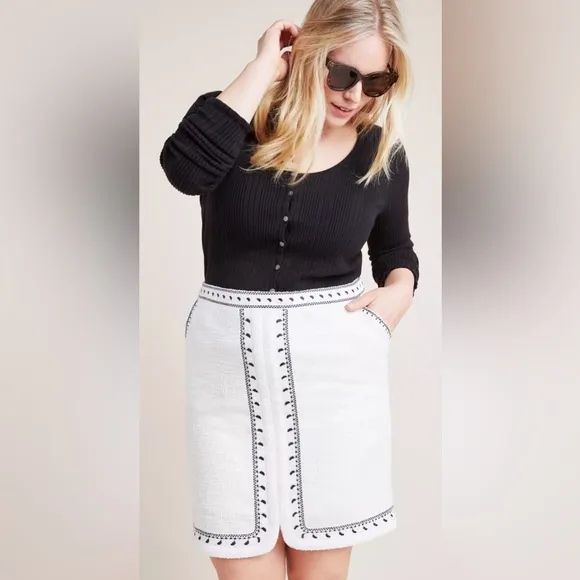 Anthropologie x Dolan‎ Left Coast Tulley Embroidered Textured Mini Skirt Size 2X