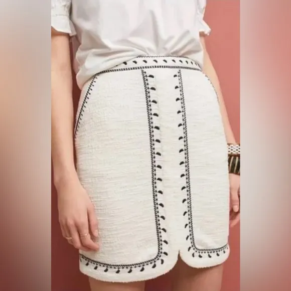 Anthropologie x Dolan‎ Left Coast Tulley Embroidered Textured Mini Skirt Size 2X