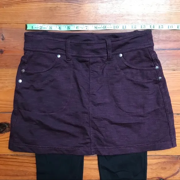 Athleta Maroon Black Skirt Leggings Combo, EUC XST