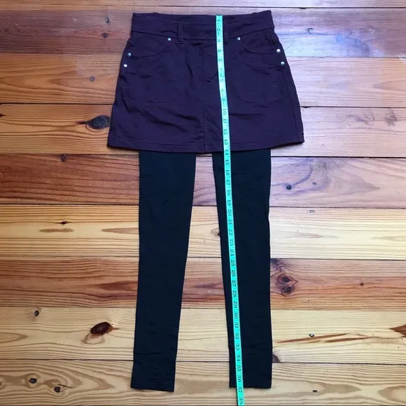 Athleta Maroon Black Skirt Leggings Combo, EUC XST