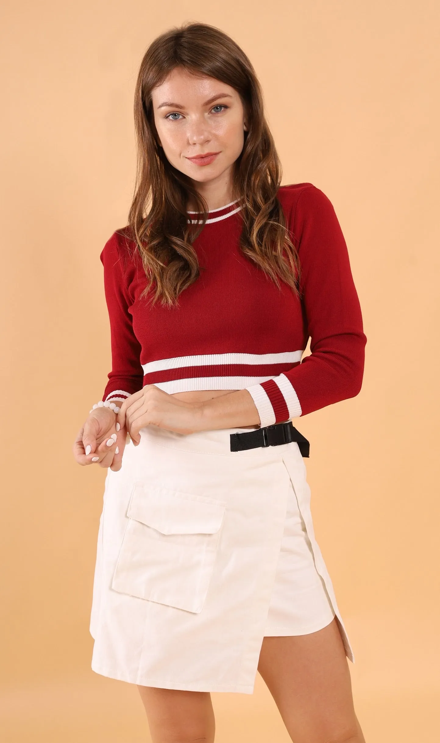 AUSTINE Cargo Wrap Skirt (White)