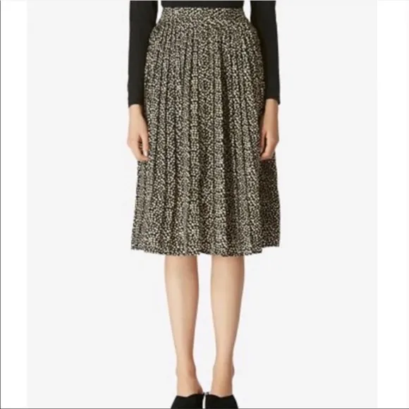 Avec Les Filles Pleated Midi Skirt in Speckled Black NWOT